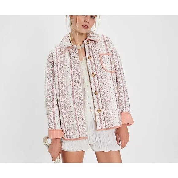 Free People Alexie Jacket Womens L Quilted Cottagecore Town & Country Heritage - Picture 1 of 8